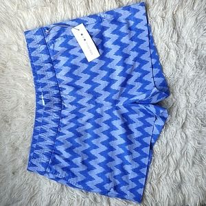 Three Dots Linen Blend Ikat Shorts with Pockets Elastic High Waist S